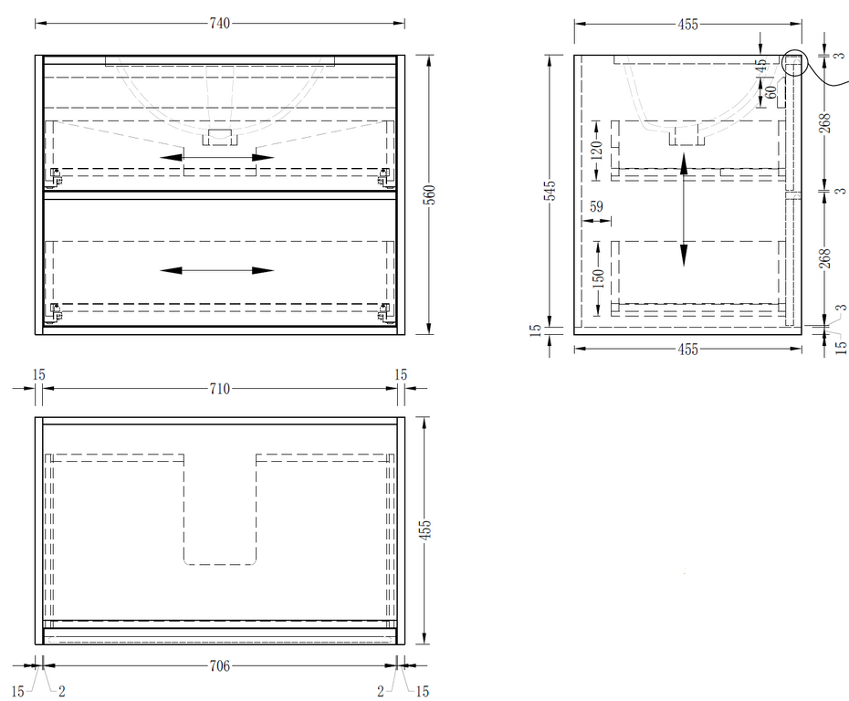 Mildura Wall Hung 750mm Vanity