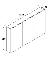 600mm - 1200mm Bella Mirrored Shaving Cabinet White
