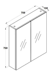 600mm - 1200mm Bella Mirrored Shaving Cabinet White