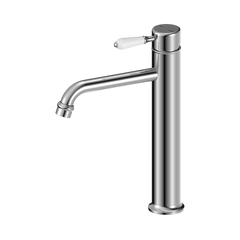 York Straight Tall Basin Mixer With White Porcelain Lever