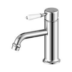 York Straight Basin Mixer With White Porcelain Lever