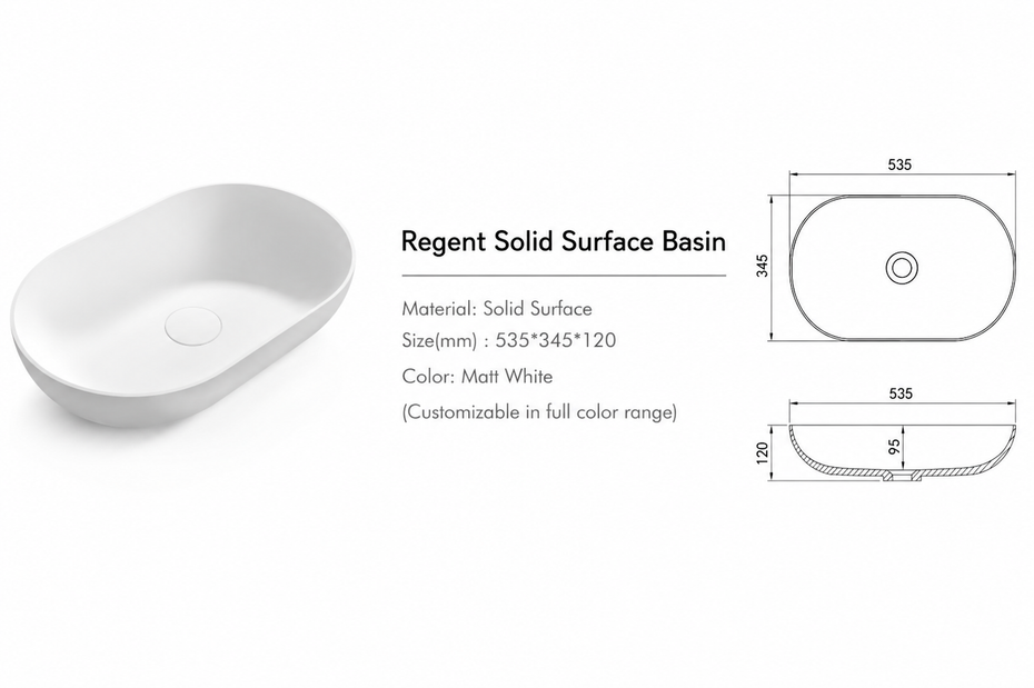 Newline Solid surface Oval Basin