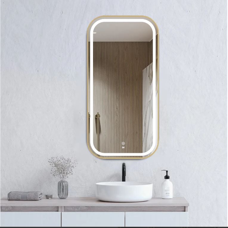 LED Newport Mirror 900x450MM - Black, Gold and White Variation