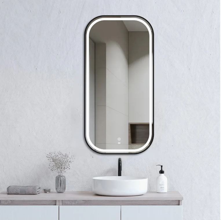LED Newport Mirror 900x450MM - Black, Gold and White Variation