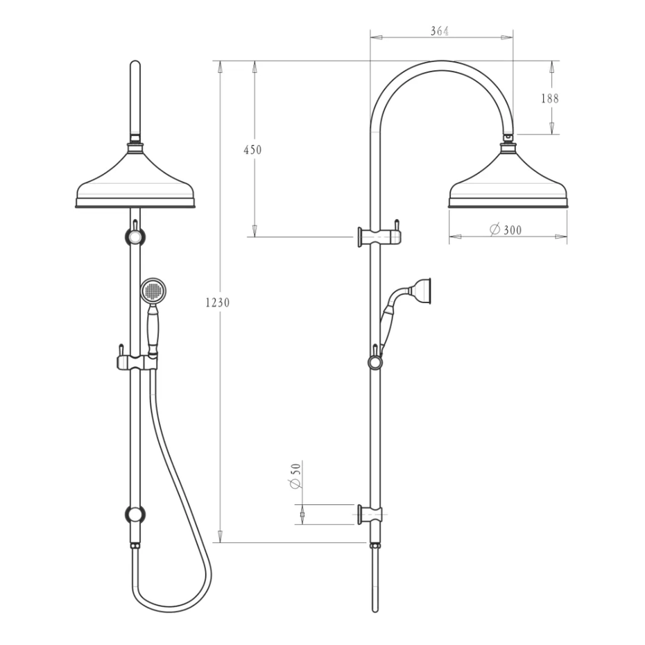 Mica Heritage Dual Shower Rail