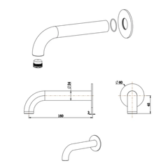 Mica Heritage Bath/Basin Spout – 160/220/250mm – Multiple Colours