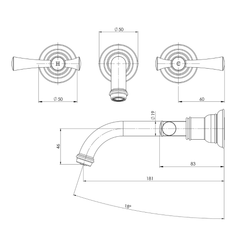 Cromford Basin / Bath Wall Tap Set
