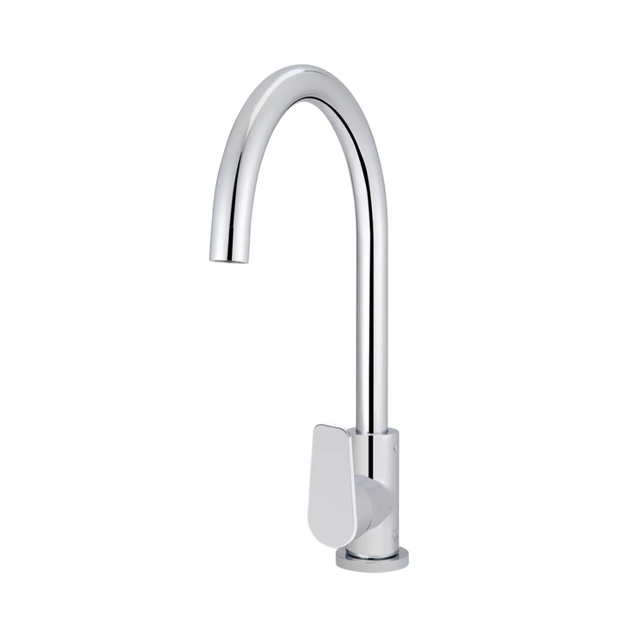 Meir - Round Gooseneck Kitchen Mixer Tap with Paddle Handle