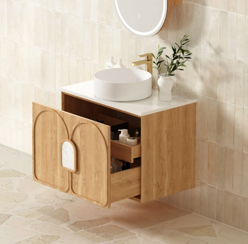 LAGUNA Timber finish 750 WALL HUNG Arch Vanity