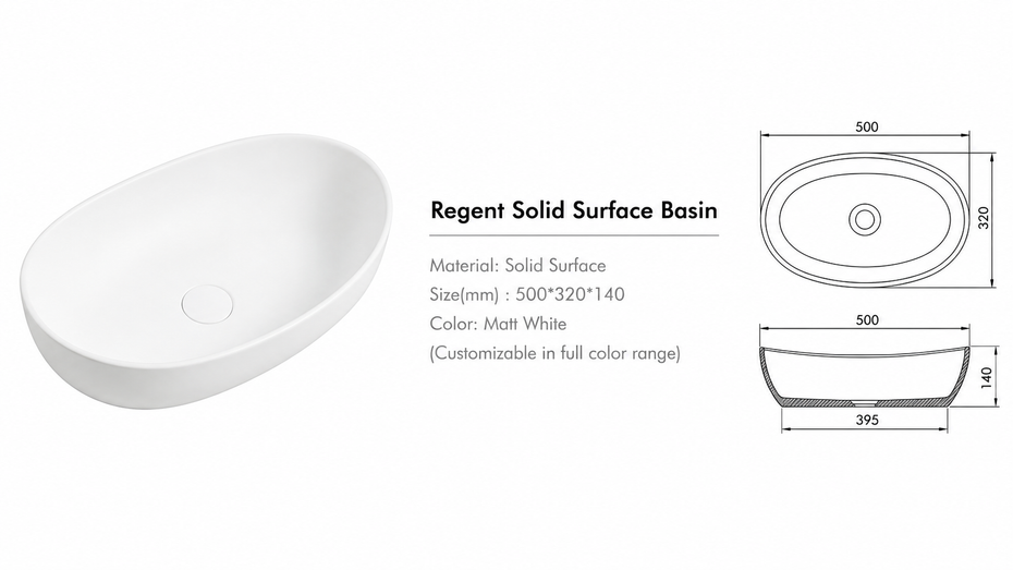 Regent Solid surface Oval basin