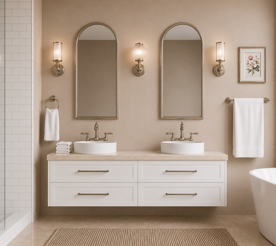 Lily Wall Hung 1800mmHampton Shaker Style Double/ Single Basin Bathroom Vanity - Made to order