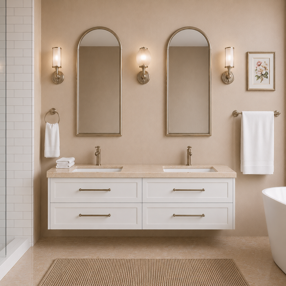 Lily Wall Hung 1800mmHampton Shaker Style Double/ Single Basin Bathroom Vanity - Made to order