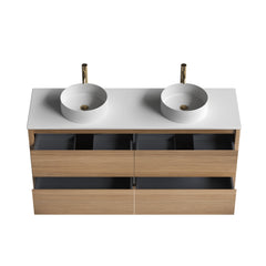 Sahara (MK2) 1500mm D Wall Hung Natural Oak Timber Veneer Bathroom Vanity