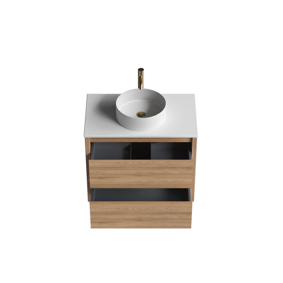 Sahara (MK2) 750mm Wall Hung Natural Oak Timber Veneer Bathroom Vanity