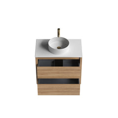 Sahara (MK2) 750mm Wall Hung Natural Oak Timber Veneer Bathroom Vanity