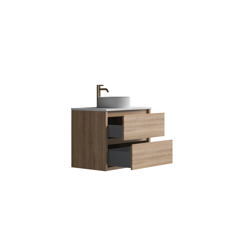 Sahara (MK2) 750mm Wall Hung Natural Oak Timber Veneer Bathroom Vanity