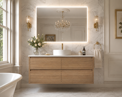 Sahara (MK2) 1200mm Wall Hung Natural Oak Timber Veneer Bathroom Vanity
