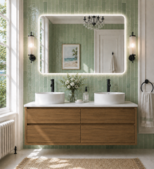 Sahara (MK2) 1500mm D Wall Hung Walnut Timber Veneer Bathroom Vanity