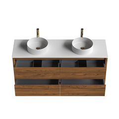 Sahara (MK2) 1500mm D Wall Hung Walnut Timber Veneer Bathroom Vanity