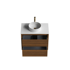 Sahara (MK2) 750mm Wall Hung Natural Walnut Timber Veneer Bathroom Vanity