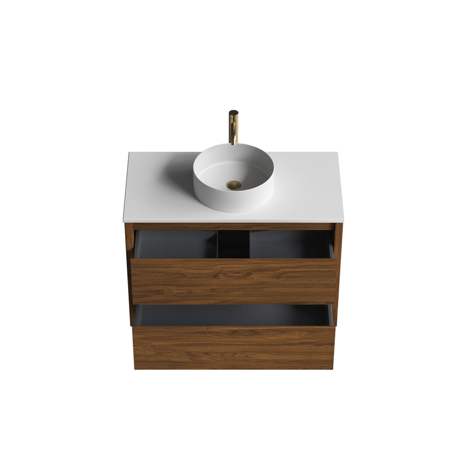 Sahara (MK2) 900mm Wall Hung Natural Walnut Timber Veneer Bathroom Vanity