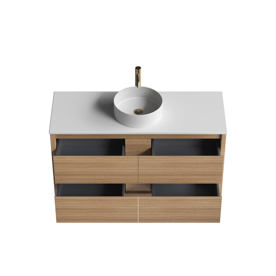 Sahara (MK2) 1200mm Wall Hung Natural Oak Timber Veneer Bathroom Vanity