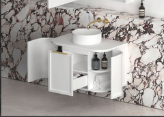 HAMPSHIRE 750MM SATIN WHITE WALL HUNG CURVE VANITY