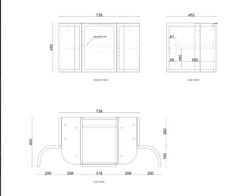 HAMPSHIRE 900MM SATIN WHITE WALL HUNG CURVE VANITY