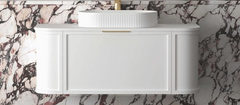HAMPSHIRE 1200MM SATIN WHITE WALL HUNG CURVE VANITY