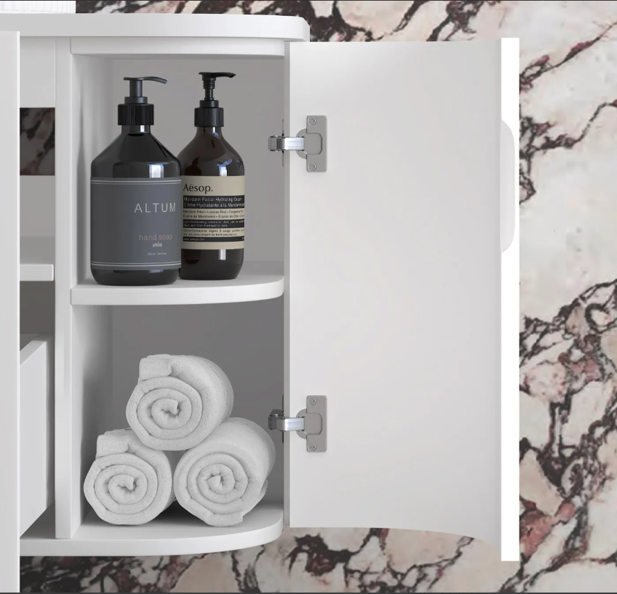 HAMPSHIRE 1200MM SATIN WHITE WALL HUNG CURVE VANITY