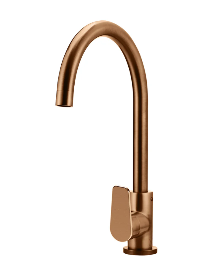 Meir - Round Gooseneck Kitchen Mixer Tap with Paddle Handle