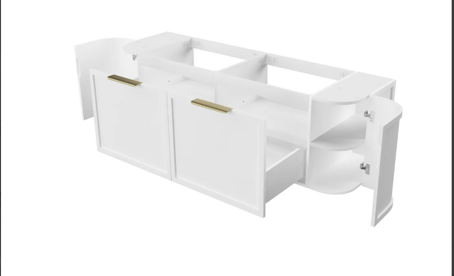 HAMPSHIRE 1500MM SATIN WHITE WALL HUNG CURVE VANITY
