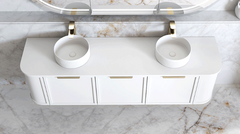 HAMPSHIRE 1800MM SATIN WHITE WALL HUNG CURVE VANITY