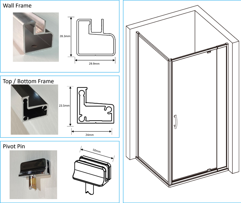 Semi Frameless Shower Screens - Roana