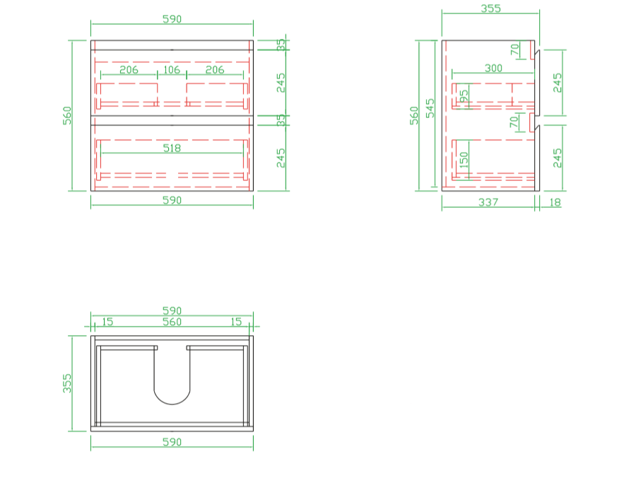 Slim X 600mm Narrow Bathroom Vanity Wall Hung