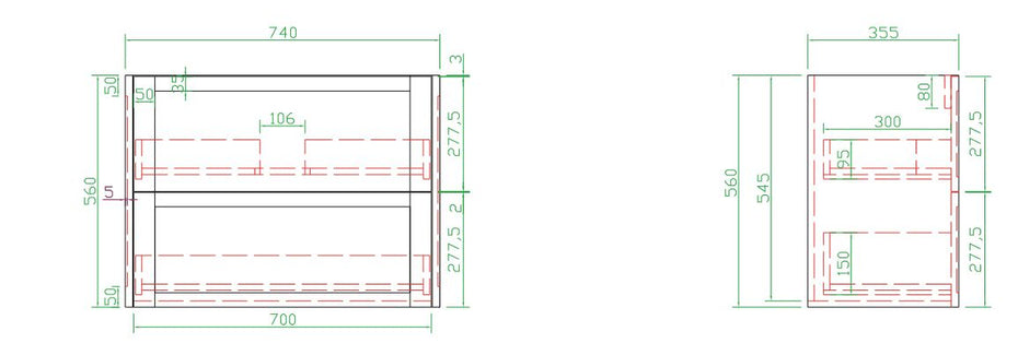 Slim X 750mm Narrow Bathroom Vanity Wall Hung