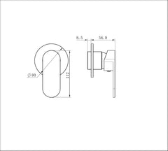 Ecco Shower Mixer 80mm Round Plate