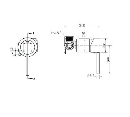 Star Mini Shower Mixer 60mm back plate