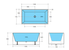 Theo Bathtub - 1000mm -1700mm Available