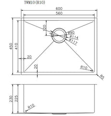 Top/Undermount Single Bowl Kitchen Sink TWM10