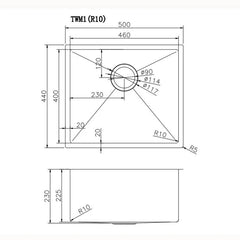 Hand-made Single Bowl Kitchen Sink(Round Edges) TWM1