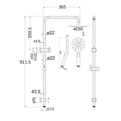 BELLA VISTA Round Shower Head and Rail