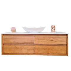 Sahara 1500 Double Wall Hung Messmate Timber Bathroom Vanity