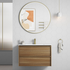 Venetta Framed Wall Hung 900mm Harvest Oak Cabinet