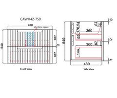 Tuscana Wall Hung Vanity 750mm