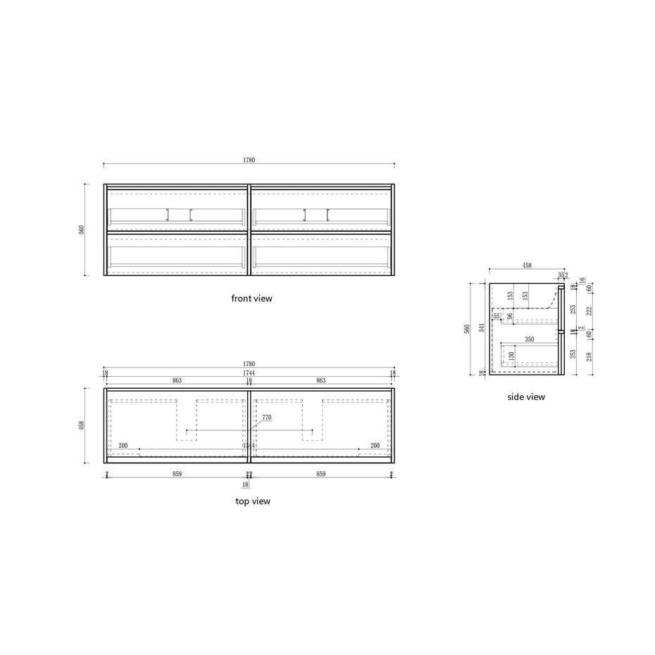 Venetta Framed Wall Hung 1800mm Harvest Oak Cabinet