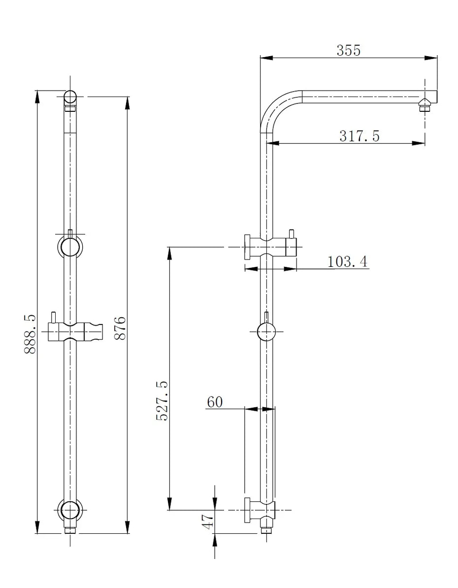 Pavia Twin Shower On Rail
