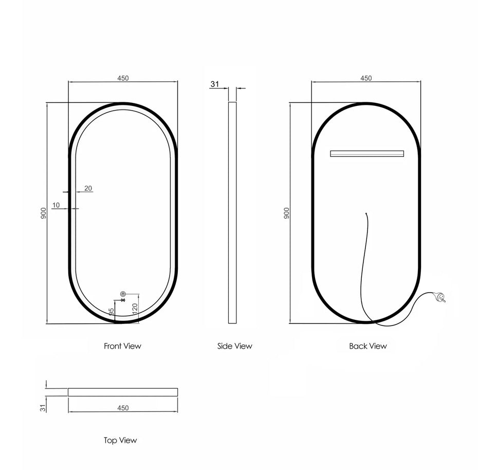 Otti - Pill Mirror with Frame