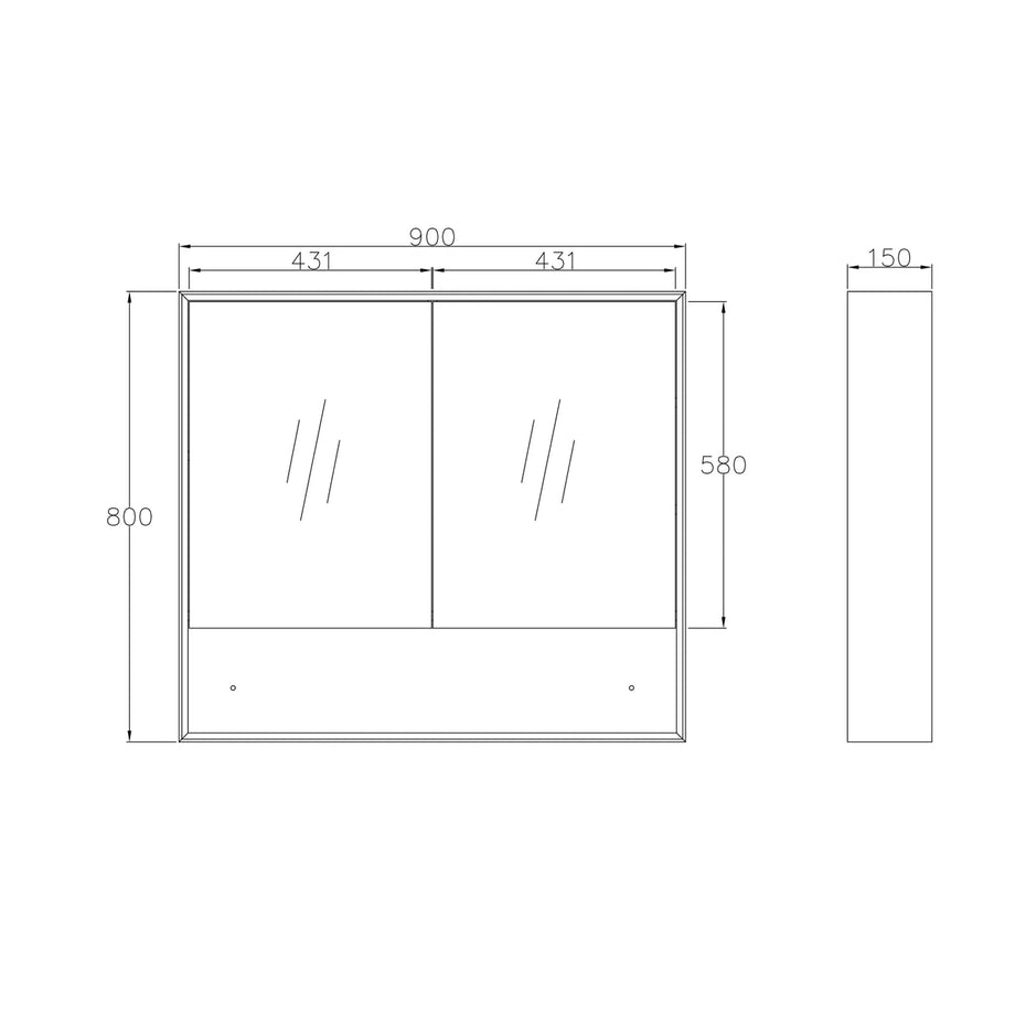 Otti Mitered Shaving Cabinet with Shelf