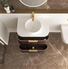 Havana 750mm Sable Walnut Fluted Wall Hung Curve Vanity